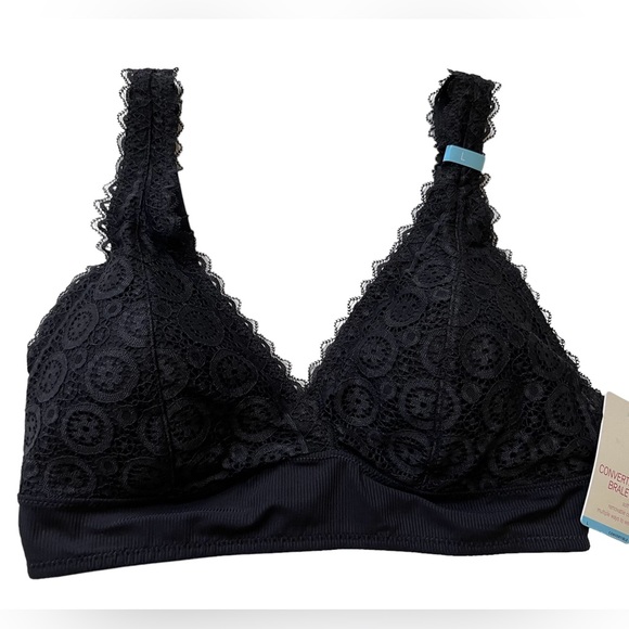 So Intimates Convertible Bralette Bra Black Lace Sz Large Wireless NEW SO10551 - Picture 1 of 9